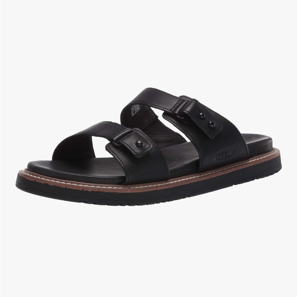 KEEN Women’s Black Leather Lana Slip On Slide Sandal Buckles SZ US 8